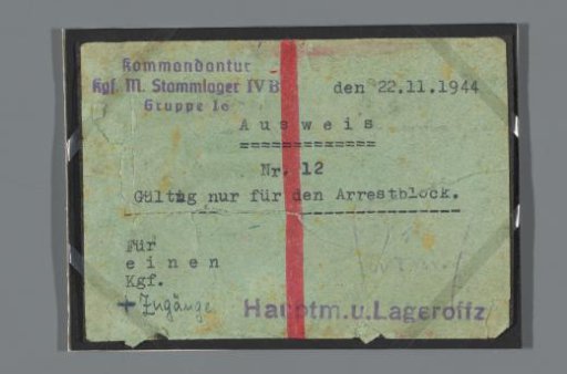 Identity card of D. van Maarseveen, camp photographer, for the German prisoner-of-war camp Stalag IV B in Mühlberg a/d Elbe