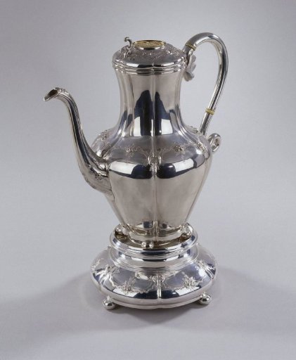 Silver Coffee Pot from a Coffee and Tea Service of 11 Pieces that Belonged to J.D. Preuijt (1801-1887), Given to Him at His Jubilee in 1873.