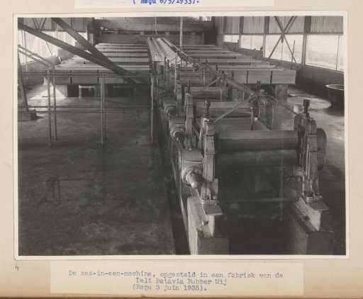 The six-in-one machine, set up in a factory of the Deli Batavia Rubber Company