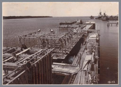 Panorama from construction scaffold 5 caissons, 1st work completely poured