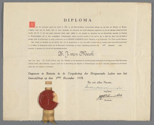 Diploma concerning H.J. van Mook