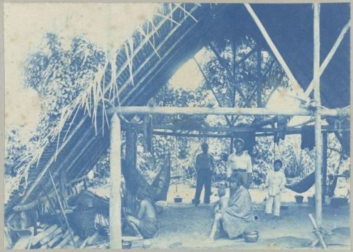 Family in a house near Albina, Suriname