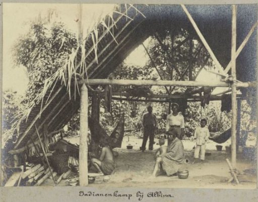 Family in a house near Albina, Suriname