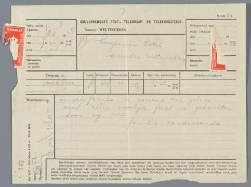 Telegram with Congratulations, 1928