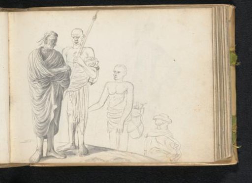 Four passers-by on a slope