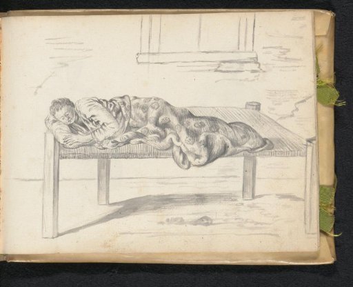 Eurasian woman sleeping on a couch