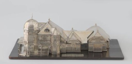 A silver maquette of an Indonesian house