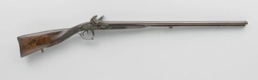 Double-barrelled flintlock hunting gun