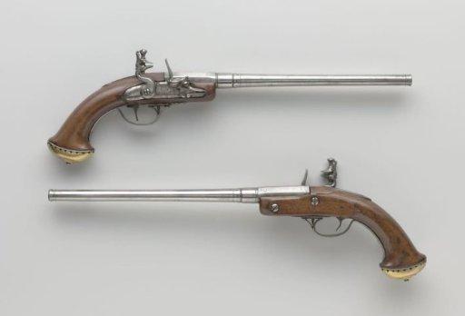 Rear-loading flintlock pistol