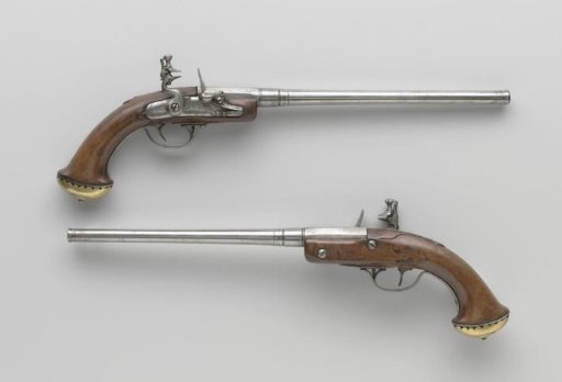 Rear-loading flintlock pistol