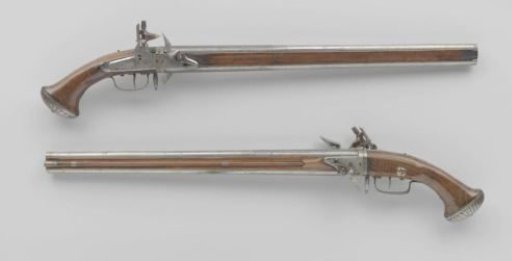 Double-barreled flintlock turnlock pistol