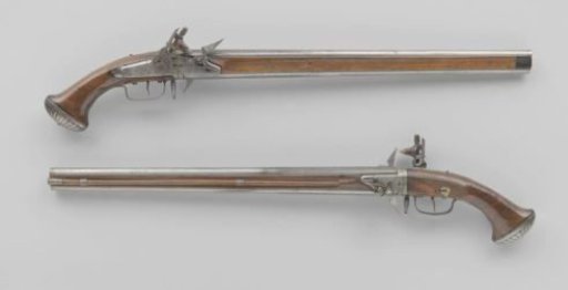 Double-barreled flintlock turnlock pistol