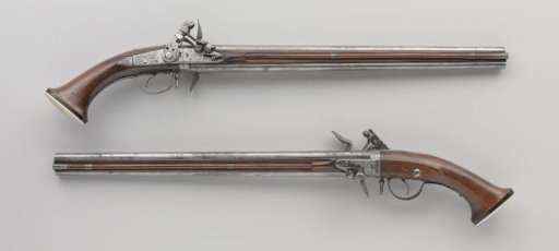 Double-barreled flintlock turnlock pistol