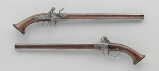 Double-barreled flintlock turnlock pistol