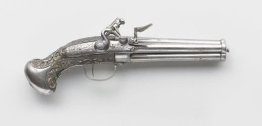 Four-barreled flintlock turnlock pocket pistol