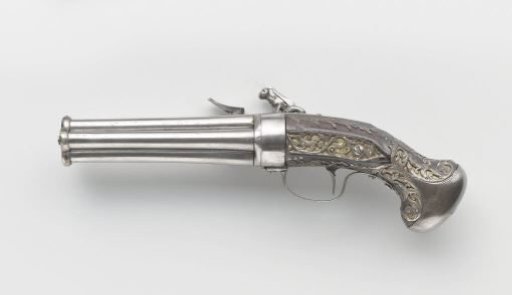 Four-barreled flintlock turnlock pocket pistol