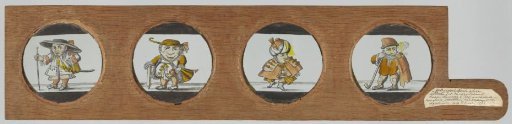 Four little people (caricatures), three of them after Het Dwergentooneel
