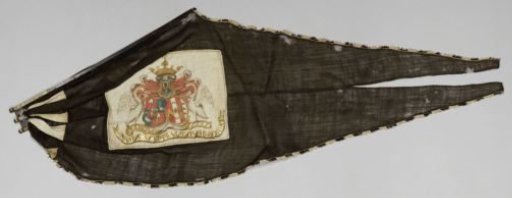 Mourning pennant on leg strips with bronze bands