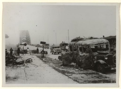 British troops cross the bridge at Nijmegen