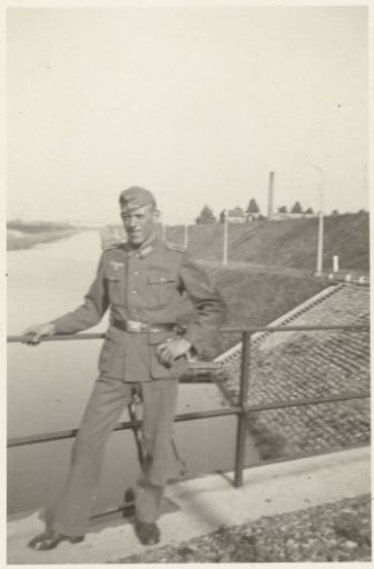 A German Wehrmacht soldier on a bridge