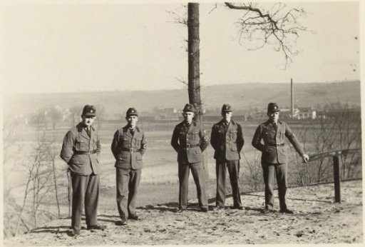 Five members of the Reich Labor Service in a landscape
