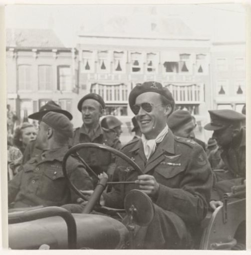 Prince Bernhard in a jeep