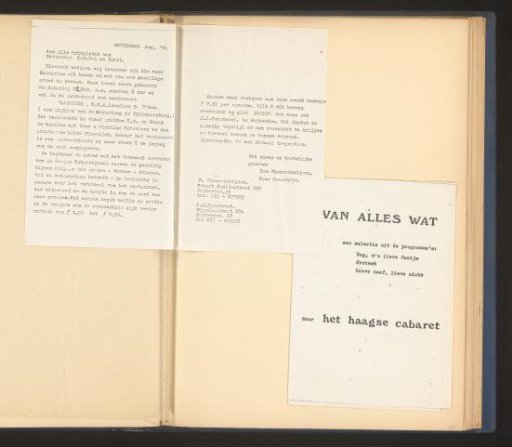 Invitation and programme for a performance of The Hague Cabaret by the COC