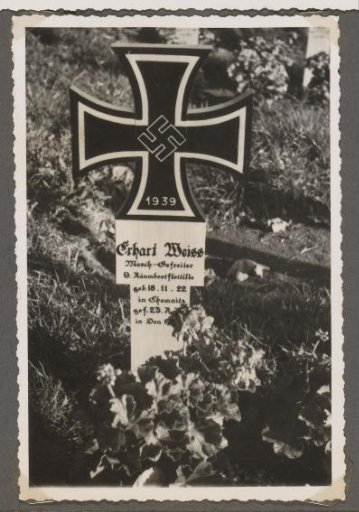 Grave of Orhart Weiss, a fallen German soldier of the Kriegsmarine