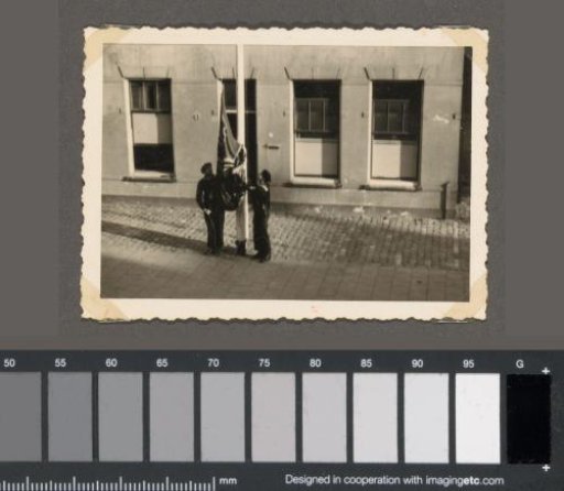 Lowering of the Dutch flag and hoisting of the swastika flag