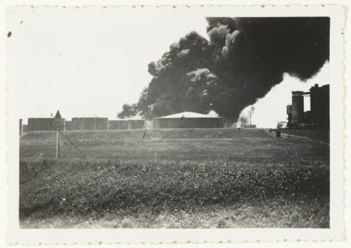 Burning Shell oil tanks, May 1940