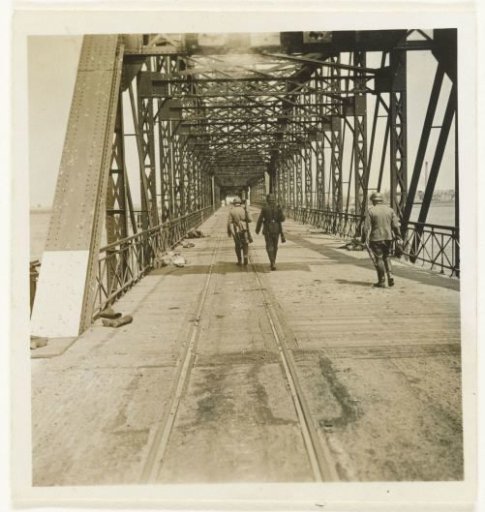 German soldiers on a captured bridge