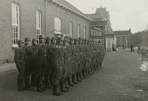 German soldiers in front of a barracks