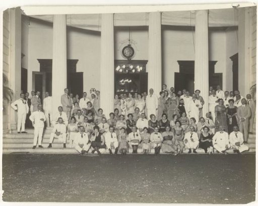 Group portrait on a terrace