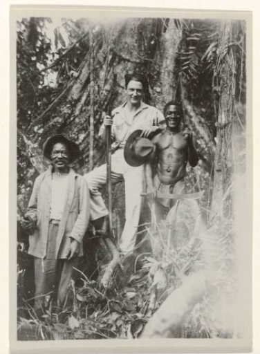 Mr. Guilonard posing with two Surinamese men in the interior of Suriname