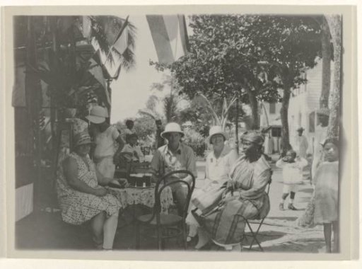 Group on a terrace in Albina