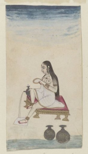 A woman washing herself