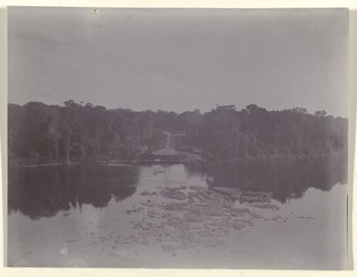 Construction of a cable bridge over the Suriname River