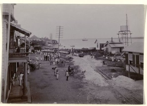 City view in Suriname with railway construction
