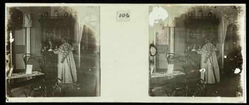 Interior with woman in koto