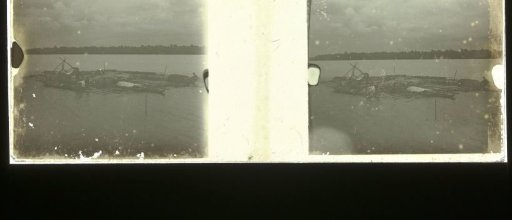 Wood raft of Maroons on the Suriname River