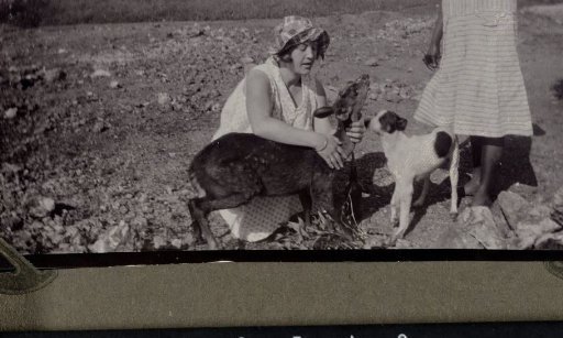 Two women with a fawn