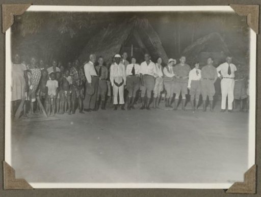 Group of Dutch visitors in a village