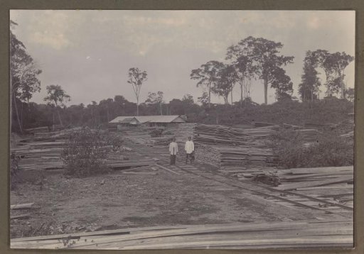 Ground with wood storage at Moengo