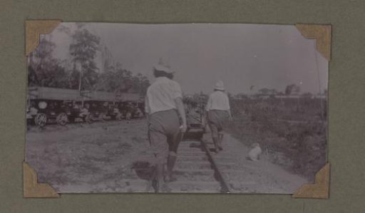 Edith Jetten and a woman walking along a railway line