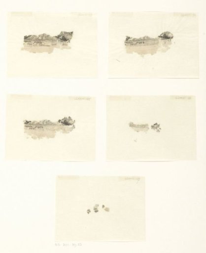 Loose fragments of a print of the reconciliation of Jacob and Esau