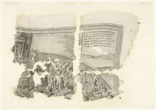 Upper right corner of a print of the scene of Cebes