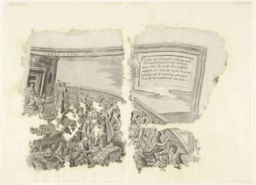 Upper right corner of a print of the scene of Cebes