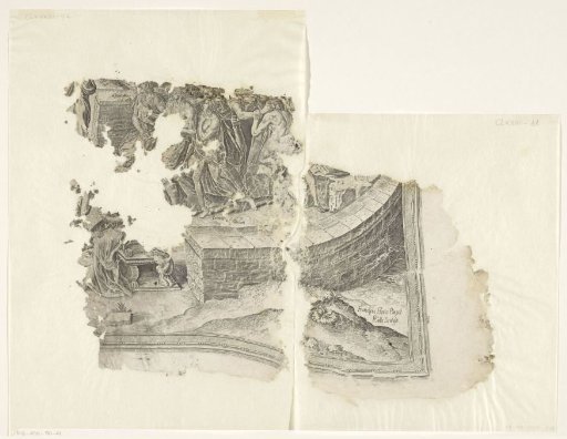 Lower right corner of a print of the scene of Cebes