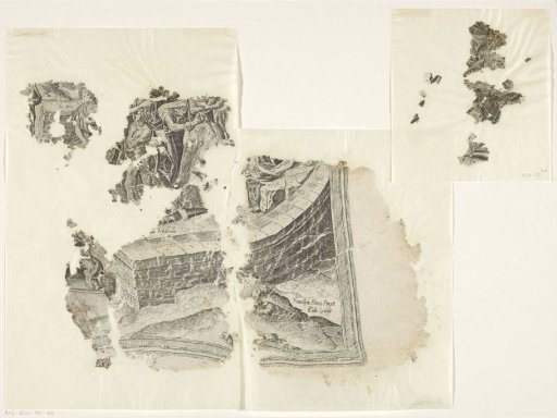 Lower right corner of a print of the scene of Cebes