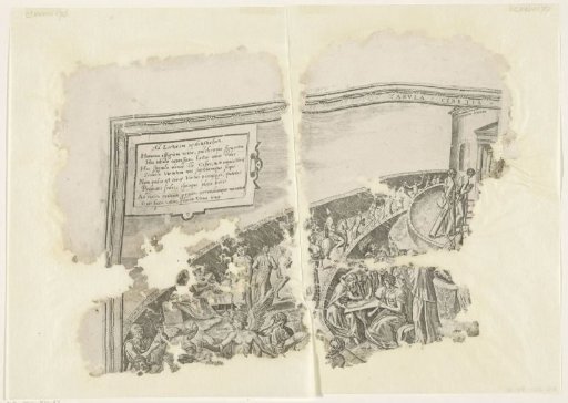 Upper left corner of a print of the scene of Cebes